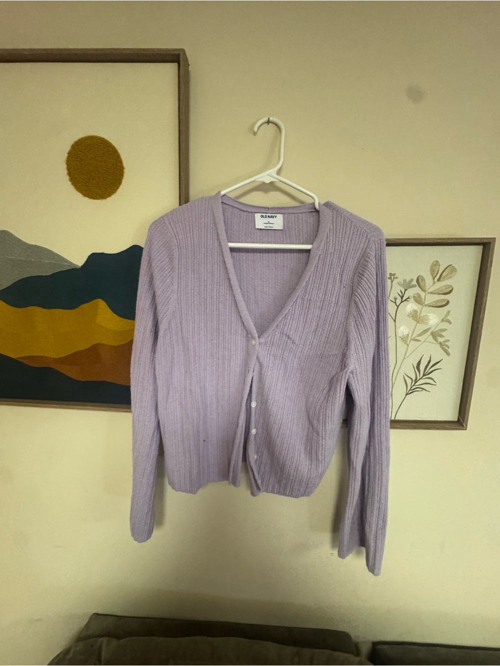 Old Navy Light Lavender Ribbed V-Neck Button Cardigan